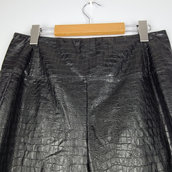 7 For All Mankind Croc Embossed Faux Leather Pants Black High Waist L - Picture 4 of 8